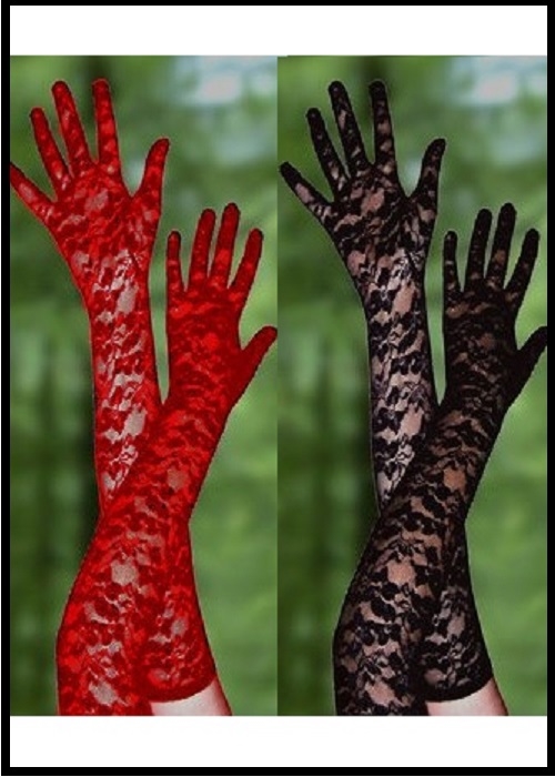 Blonde handsker rød/sort